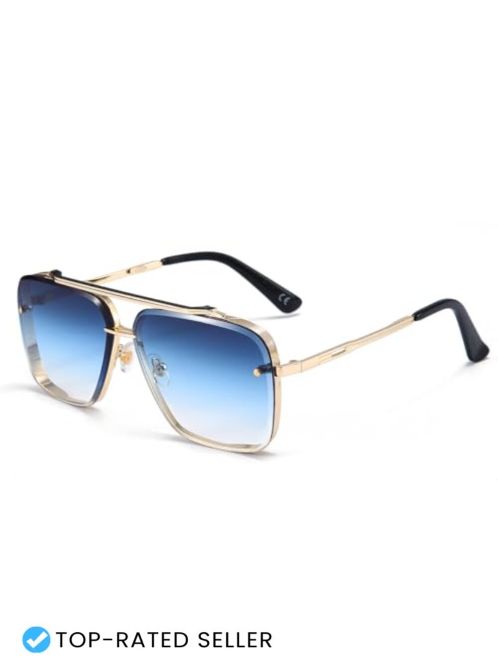 Retro Square Aviator Sunglasses Metal Frame UV400 Protection